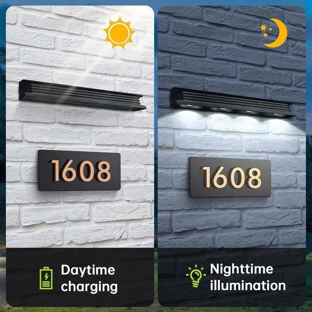 Alt view image 2 of 6 - Solar Sign Light Outdoor Bright LED 6000K White Dusk to Dawn Solar Powered for Mailbox, Address, House Number, Real Estate Sign Posts, Billboard Lighting (1 PACK)