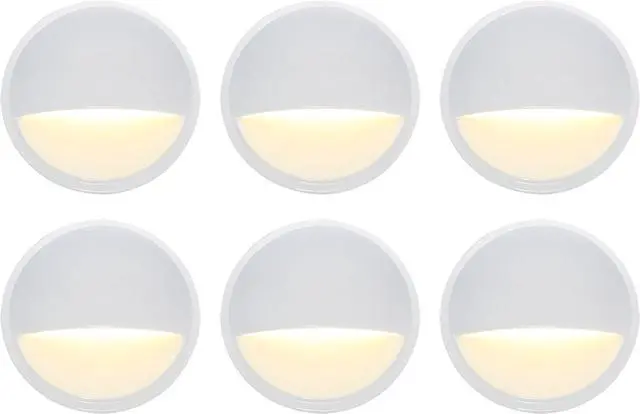 Main image of GKOLED Landscape Deck Light, Low Voltage 12V AC/DC Outdoor Patio Lighting, LED 2W Step Light, Die-Casting Aluminium with Glossy White Powder Coated Finish, 3000K, 6 Pack