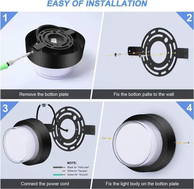 Alt view image 7 of 7 - Outdoor LED Flood Lights, Waterproof Modern Exterior Wall Light, 12W Anti Rust Outside Porch Lighting with 6000K Daylight Small Circle Wall Mount Fixtures for House Backdoor Yard Entryway