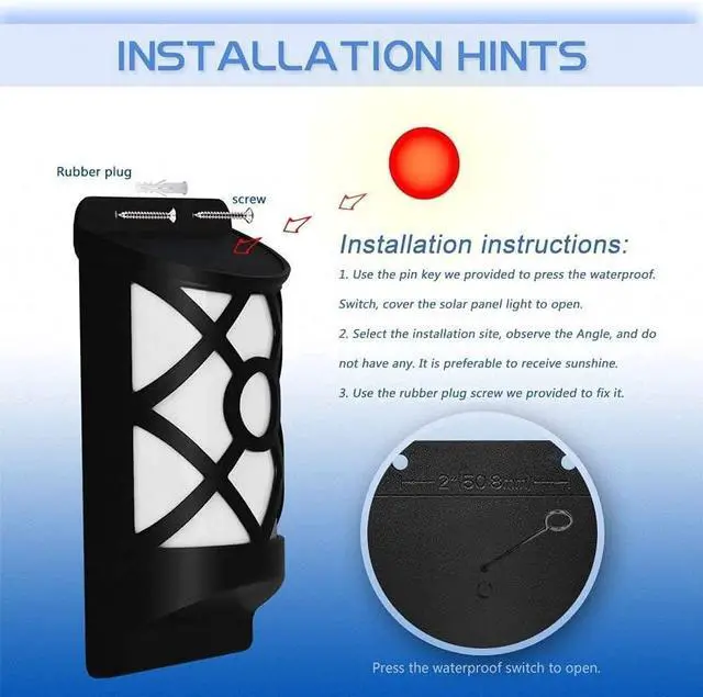 Alt view image 3 of 7 - Aityvert Solar Flame Lights Outdoor, Waterproof Flickering Flame Solar Lights Dark Sensor Auto On/Off 66 LED Solar Powered Wall Mounted Night Lights Lattice Design for Patio Deck Driveway