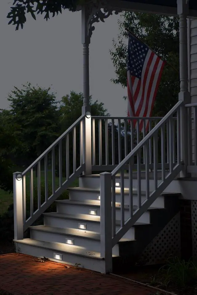 Alt view image 7 of 7 - GKOLED Landscape Deck Light, Low Voltage 12V AC/DC Outdoor Patio Lighting, LED 2W Step Light, Die-Casting Aluminium with Glossy White Powder Coated Finish, 3000K, 6 Pack