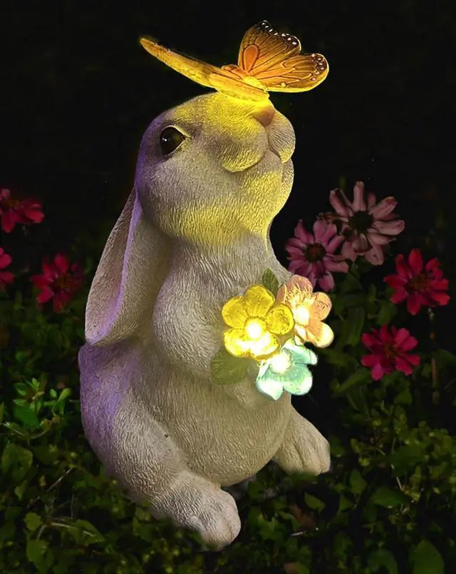 Main image of YODY Solar Garden Statues Outdoor Decor- Yard Decorations for Patio, Balcony, Backyard, Lawn Ornaments - Rabbit Figurines with LED Light- Unique Birthday House Warming Gifts for Women, Mom, Grandma