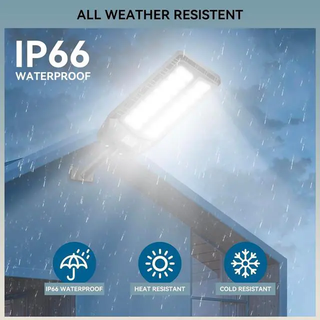 Alt view image 5 of 6 - 8000W Solar Lights Outdoor, 6500K Flood Lights Outdoor, IP66 Waterproof Solar Street Lights with Motion Sensor and Remote Control for Dusk-to-Dawn Illumination for Outside, Pathway, Yard