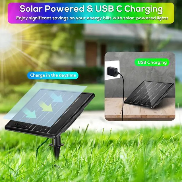 Alt view image 3 of 7 - ZYAN Solar Powered Landscape Spotlights Outdoor Waterproof IP65, RGBW Colored Spotlights for Garden Yard, Auto On/Off Remoto Control Spot Lights for Plant, Tree, Patio, Path, Lawn, Wall (8 Pack)
