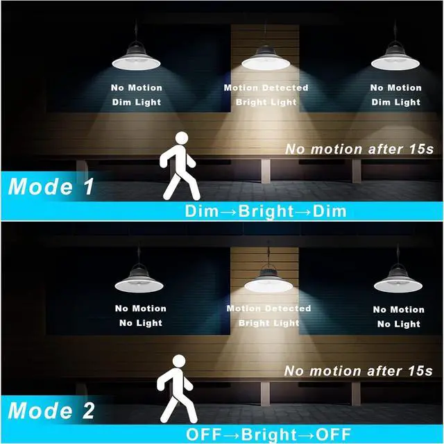 Alt view image 2 of 7 - NIORSUN Solar Pendant Light, Upgraded Motion Sensor Light Outdoor Solar Lights Indoor Dimmable with Remote 3000K/4500K/6000K, 2x16.4ft Cable IP65 Waterproof for Shed, Barn, Gazebo, Patio(2 Pack)