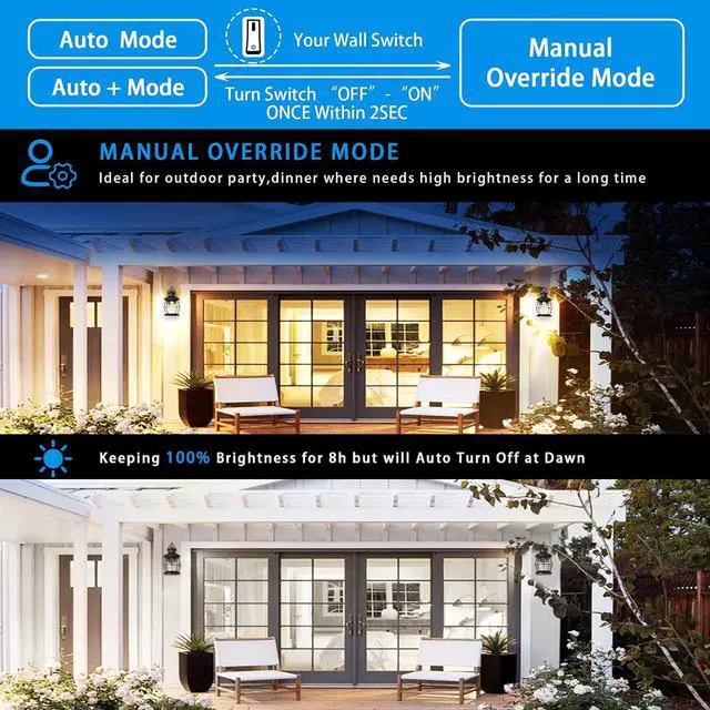 Alt view image 3 of 6 - Motion Sensor Outdoor Wall Lights, Advanced Dusk to Dawn Exterior Fixtures Wall Sconce, Porch Light Wall Mount for Outside Patio,Entryway,Garage(Oil Rubbed Bronze)