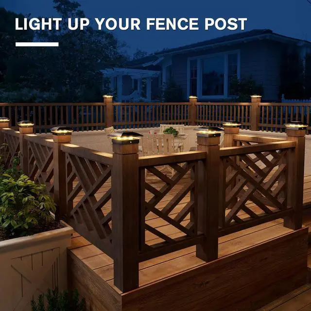 Alt view image 2 of 7 - VOLISUN Solar Post Cap Light Outdoor Waterproof 4pack,Solar Fence - Post Lights for 4x4 5x5 6x6 Wooden/Vinyl Post,Black Deck Post Cap Light Solar Powered with Warm White for Garden/Patio/Porch