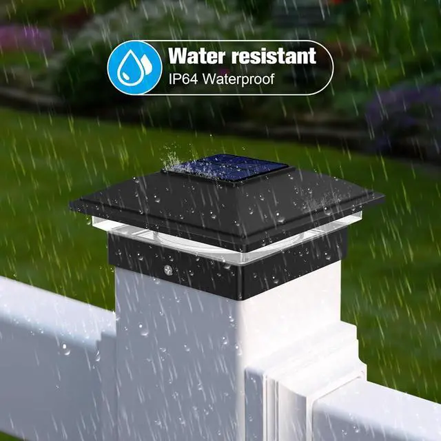 Alt view image 6 of 7 - VOLISUN Solar Post Cap Light Outdoor Waterproof 4pack,Solar Fence - Post Lights for 4x4 5x5 6x6 Wooden/Vinyl Post,Black Deck Post Cap Light Solar Powered with Warm White for Garden/Patio/Porch