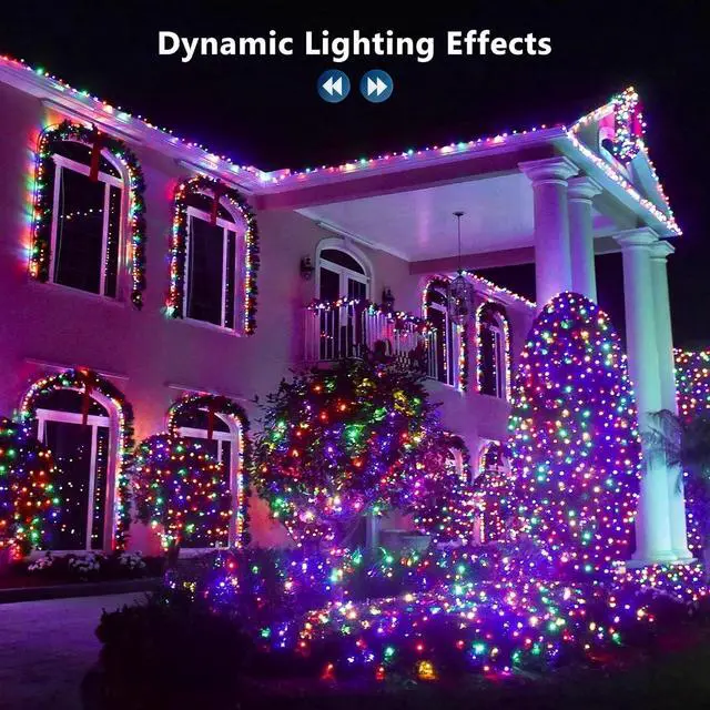 Alt view image 5 of 7 - Brizled Christmas String Lights, 33ft 100 LED Color Changing Christmas Lights with Remote, RGB Christmas Tree Light Dimmable Music Plugin Mini Xmas Light Outdoor for Xmas Party Home