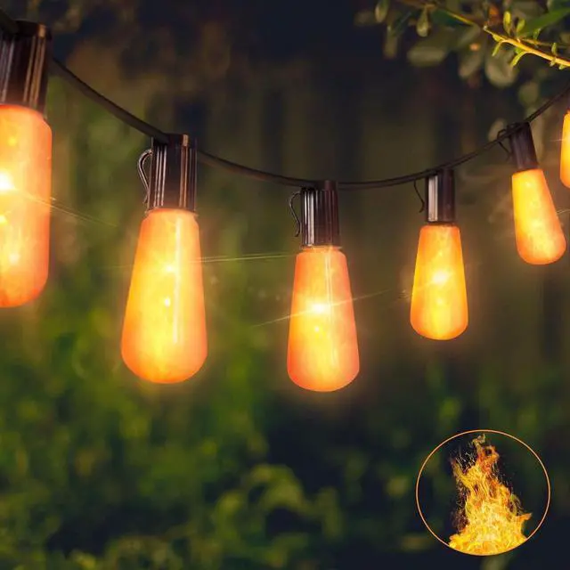 Main image of Flickering Flame String Lights - 22Ft 20LED for Outside, Plug-in Garden Decor - Halloween Christmas Indoor Outdoor, Connectable Backyard Decorative Cafe Bistro Patio