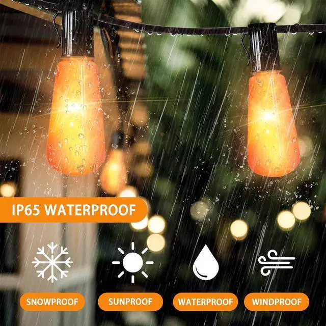 Alt view image 4 of 7 - Flickering Flame String Lights - 22Ft 20LED for Outside, Plug-in Garden Decor - Halloween Christmas Indoor Outdoor, Connectable Backyard Decorative Cafe Bistro Patio
