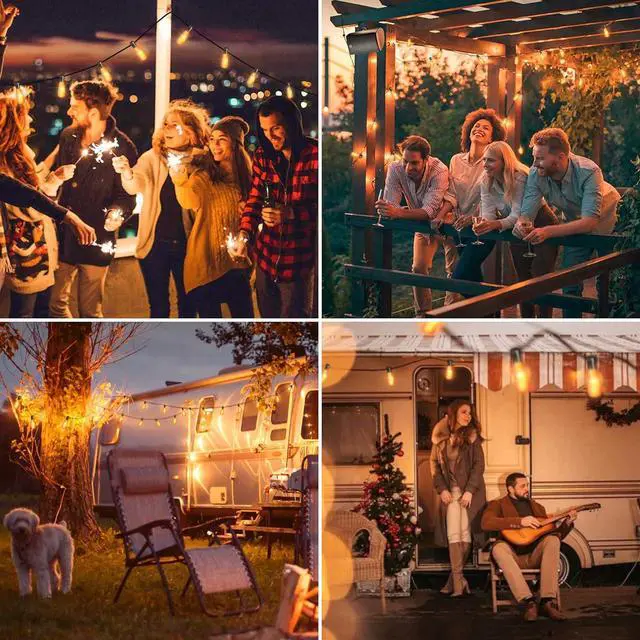 Alt view image 6 of 7 - Flickering Flame String Lights - 22Ft 20LED for Outside, Plug-in Garden Decor - Halloween Christmas Indoor Outdoor, Connectable Backyard Decorative Cafe Bistro Patio