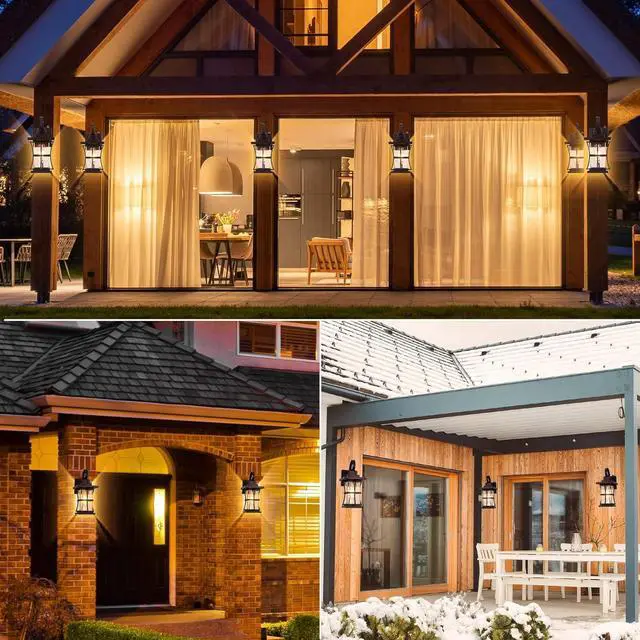 Alt view image 7 of 7 - 2-Pack Dusk to Dawn Outdoor Lighting - Oil Rubbed Bronze Exterior Porch Light Fixtures Wall Mount, 100% Anti-Rust Brown Outside Wall Sconce, Waterproof Dusk to Dawn Wall Lights for House Garage