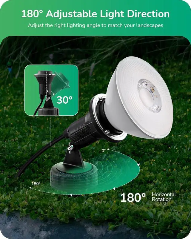 Alt view image 3 of 7 - EDISHINE 120V Spotlights Outdoor Halloween, Plug in LED Flood Lights, Waterproof Landscape Lights Socket, 6FT Cord, E26 Base, Max150W PAR38 Bulb (Not Included), 180° Adjustable Head, UL Listed, 2Pack