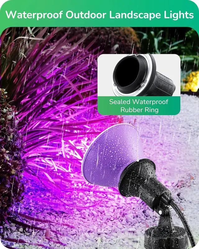 Alt view image 4 of 7 - EDISHINE 120V Spotlights Outdoor Halloween, Plug in LED Flood Lights, Waterproof Landscape Lights Socket, 6FT Cord, E26 Base, Max150W PAR38 Bulb (Not Included), 180° Adjustable Head, UL Listed, 2Pack