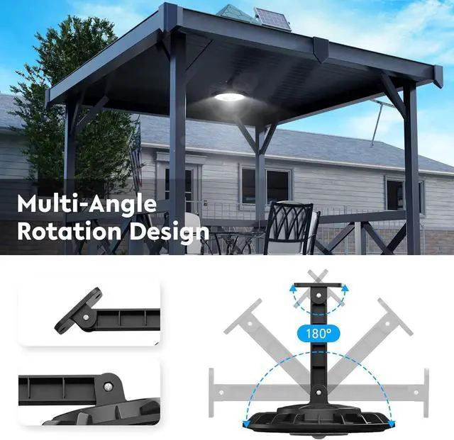 Alt view image 2 of 6 - Solar Light Indoor Outdoor, 3000LM Solar Shed Light Rotation Design, Waterproof 5 Modes (2 for All Day Lighting) Motion Sensor, Dimmable Remote for Barn Patio Chicken Coop Gazebo Garage