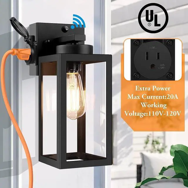 Alt view image 2 of 7 - 2-Pack Dusk to Dawn Outdoor Light Fixtures,Outdoor Wall Lights with Outlet Sensor,Black Exterior Porch Lights Waterproof Outdoor Wall Sconce,Outside Lights for House,Garage,Front Door