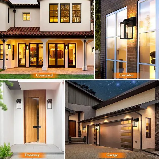 Alt view image 7 of 7 - 2-Pack Dusk to Dawn Outdoor Light Fixtures,Outdoor Wall Lights with Outlet Sensor,Black Exterior Porch Lights Waterproof Outdoor Wall Sconce,Outside Lights for House,Garage,Front Door