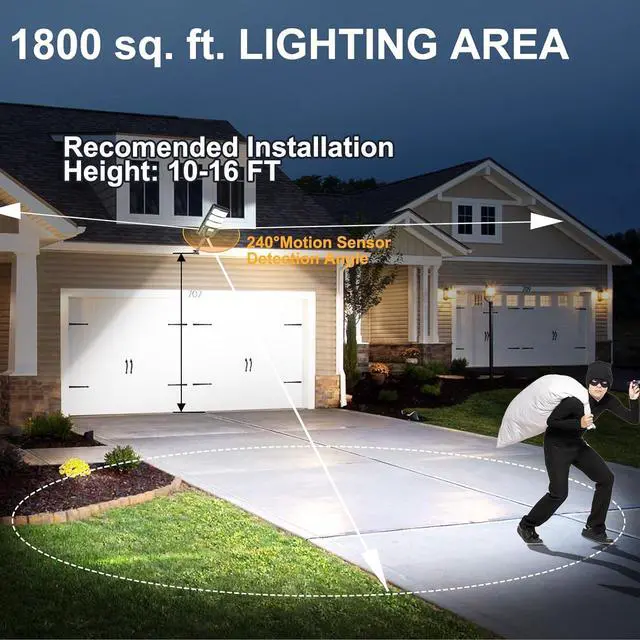 Alt view image 2 of 7 - 2 Pack Solar Lights Outdoor Waterproof: 3000W Solar Flood Lights Outdoor IP66 Motion Sensor 6500K Outside Security Dusk to Dawn LED Solar Powered Street Light with Remote Wall Mount Lamp for Yard