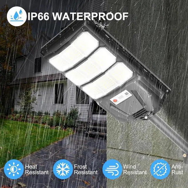 Alt view image 5 of 7 - 2 Pack Solar Lights Outdoor Waterproof: 3000W Solar Flood Lights Outdoor IP66 Motion Sensor 6500K Outside Security Dusk to Dawn LED Solar Powered Street Light with Remote Wall Mount Lamp for Yard
