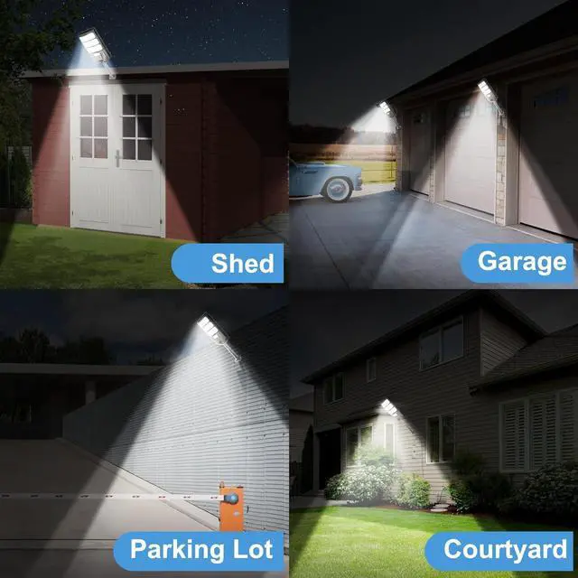 Alt view image 7 of 7 - 2 Pack Solar Lights Outdoor Waterproof: 3000W Solar Flood Lights Outdoor IP66 Motion Sensor 6500K Outside Security Dusk to Dawn LED Solar Powered Street Light with Remote Wall Mount Lamp for Yard