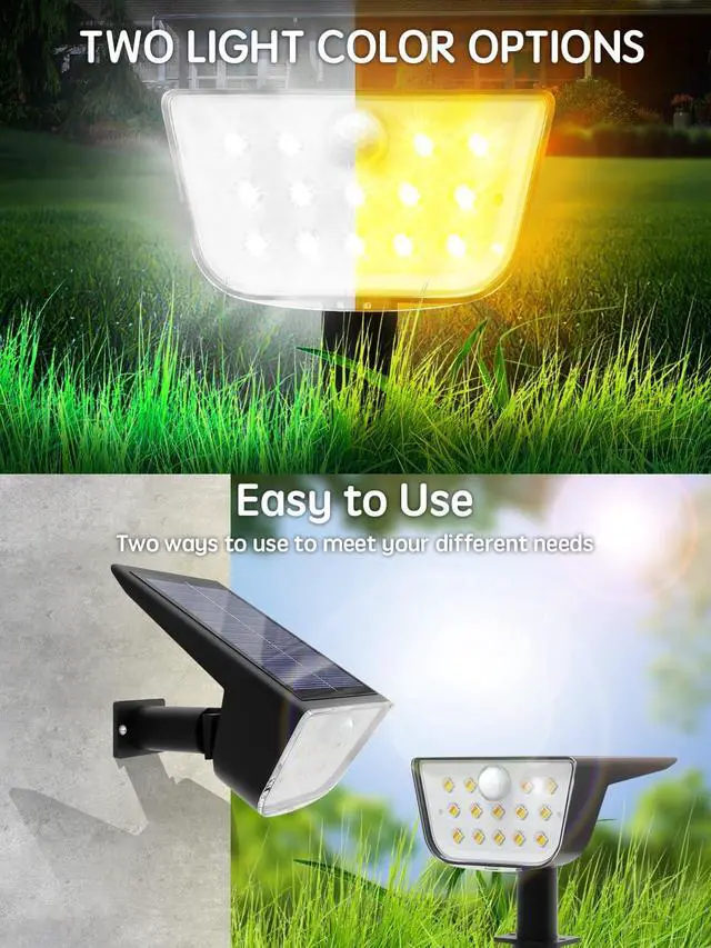 Alt view image 2 of 7 - Solar Spot Lights Outdoor Motion Sensor, IP68 Waterproof Solar Landscape Spotlights, 6 Modes Warm White+Cool White LED Lights, for Pathway Garden Yard Wall Driveway (4 Pack)