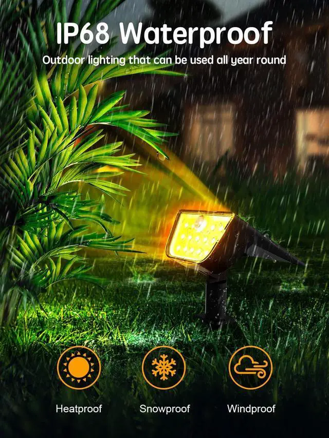 Alt view image 6 of 7 - Solar Spot Lights Outdoor Motion Sensor, IP68 Waterproof Solar Landscape Spotlights, 6 Modes Warm White+Cool White LED Lights, for Pathway Garden Yard Wall Driveway (4 Pack)