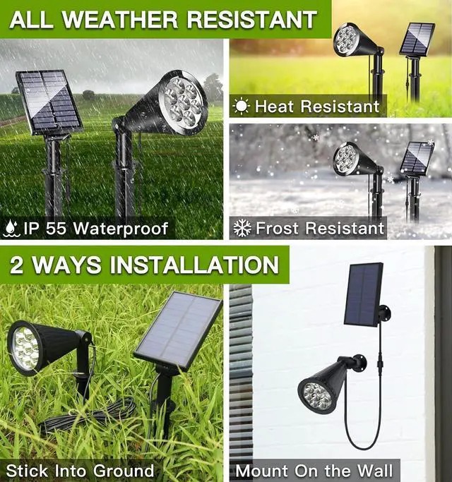 Alt view image 6 of 6 - MEIHONG Solar Spot Light Outdoor, Waterproof Solar LED Landscape Lights Dusk to Dawn, 2-in-1 Solar Spotlight Solar Powered Accent Lights for Garden Porch Walkway Patio (1 Pack)