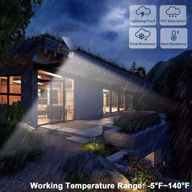 Alt view image 4 of 7 - Solar Lights Outdoor Motion Sensor Flood Lights 2000LM IP67 Waterproof Security Spot Lights for Yard Garden Patio 2 Pack