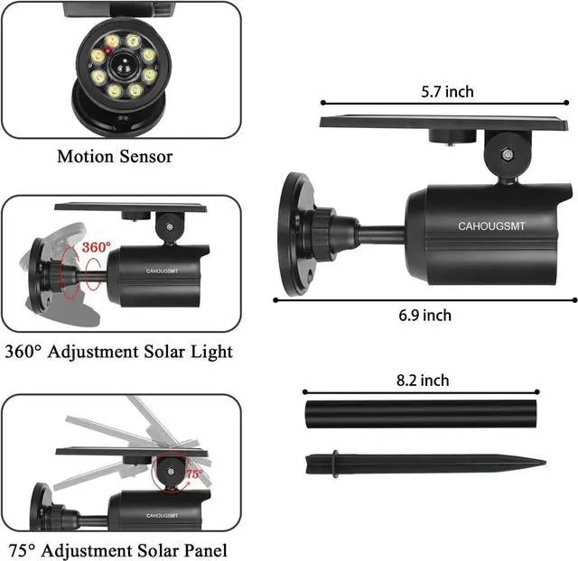 Alt view image 7 of 7 - Solar Lights Outdoor Motion Sensor Flood Lights 2000LM IP67 Waterproof Security Spot Lights for Yard Garden Patio 2 Pack