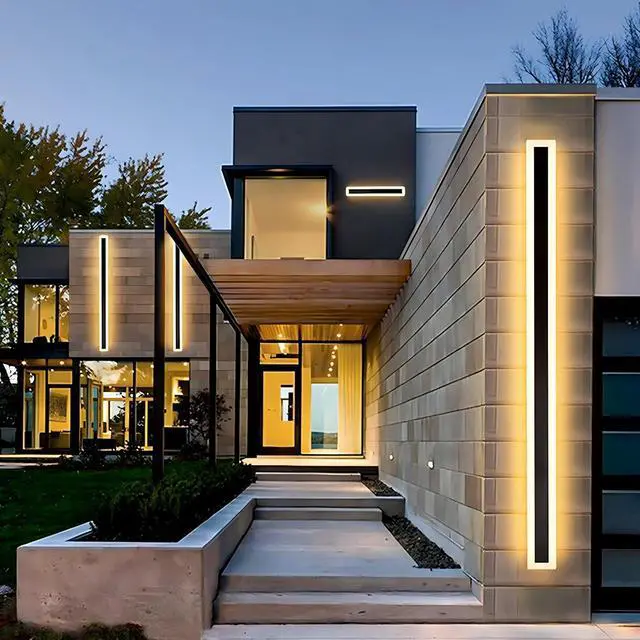 Main image of 2Pack 59inch Long Outdoor Modern LED Wall Light,45W Waterproof IP65 Warm White 110V led Wall Mount Lighting Fixture Rectangular Black Wall Lights Elegant Frosted White Acrylic Anti Rust