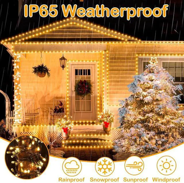 Alt view image 4 of 7 - Decute 300LED Christmas String Lights Outdoor Waterproof 105FT UL Certified with End-to-End Plug 8 Modes, Warm White Indoor Starry Fairy Lights for Christmas Tree Patio Garden Wedding Party Decor
