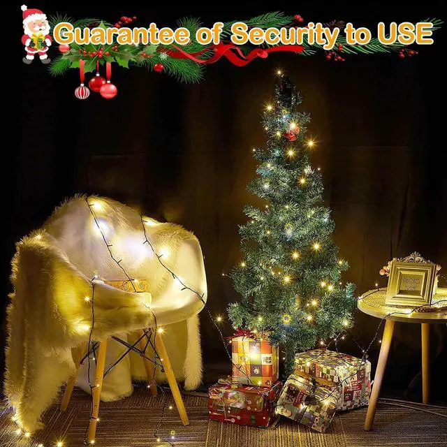 Alt view image 7 of 7 - Decute 300LED Christmas String Lights Outdoor Waterproof 105FT UL Certified with End-to-End Plug 8 Modes, Warm White Indoor Starry Fairy Lights for Christmas Tree Patio Garden Wedding Party Decor