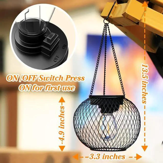 Alt view image 5 of 6 - Solar Lantern Outdoor Waterproof, KagoLing Upgraded Hanging Solar Lights Outdoor Garden Decorations Decorative Lighting Solar Powered Waterproof Tree Lantern for Garden Yard Patio Pathway, 4 Pack