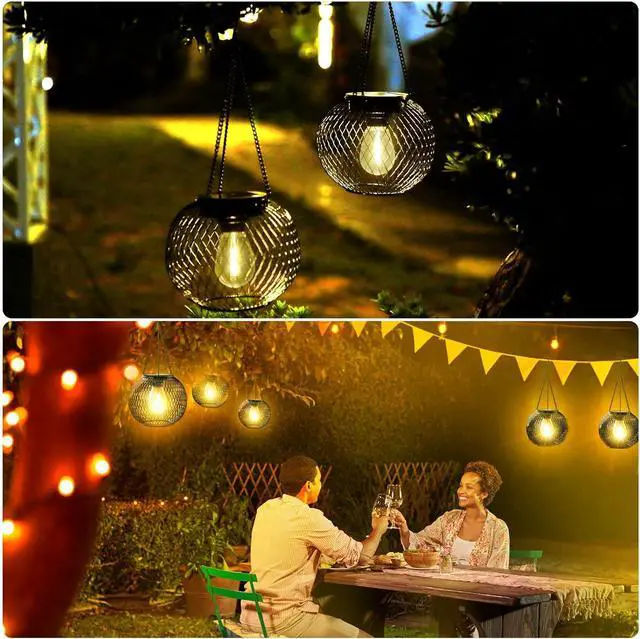 Alt view image 6 of 6 - Solar Lantern Outdoor Waterproof, KagoLing Upgraded Hanging Solar Lights Outdoor Garden Decorations Decorative Lighting Solar Powered Waterproof Tree Lantern for Garden Yard Patio Pathway, 4 Pack