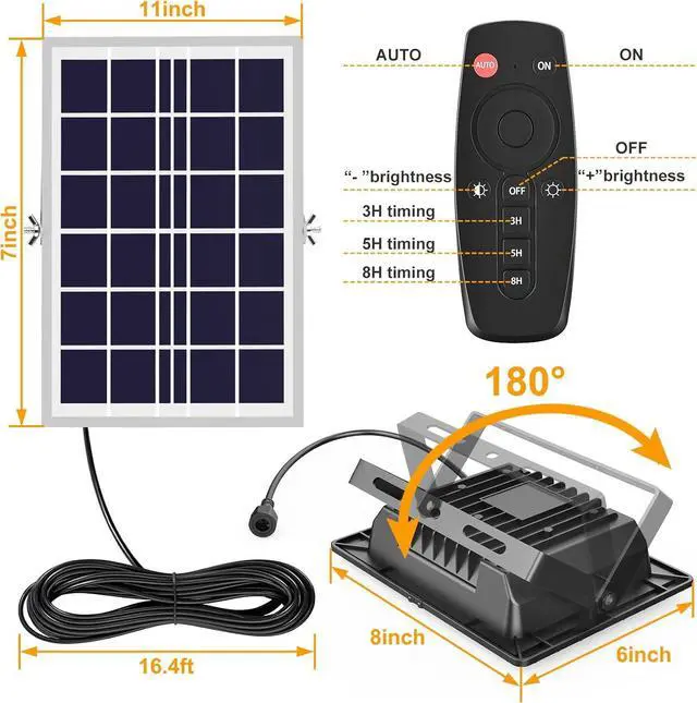 Alt view image 7 of 7 - Solar Flood Light Outdoor Remote 6000K Bright White Floodlights Ip65 Waterproof Solar Power Security Light Auto On/Off Dusk to Dawnl for Yard, Gazebo, Shed, Barn.