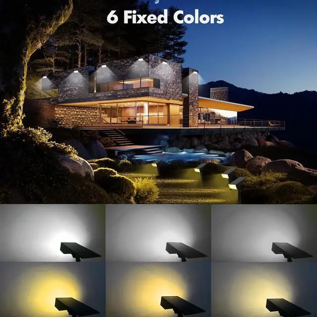 Alt view image 2 of 7 - Solar Landscape Spotlights Outdoor, Outside 56 LEDs Spot Lights IP68 Waterproof with 6 Brightness & 2 Color Modes, Auto On/Off for Tree, Yard, Pathway, Garden (Cool/Warm White)