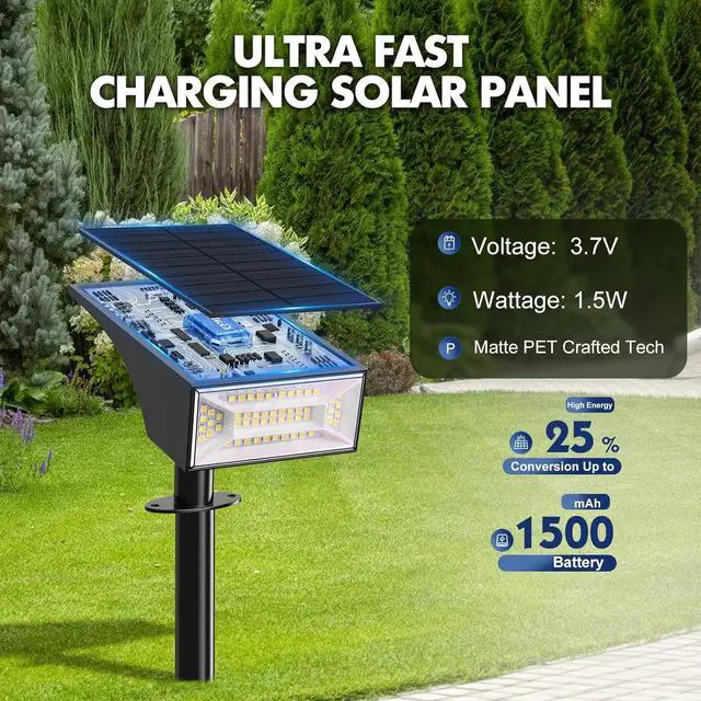 Alt view image 3 of 7 - Solar Landscape Spotlights Outdoor, Outside 56 LEDs Spot Lights IP68 Waterproof with 6 Brightness & 2 Color Modes, Auto On/Off for Tree, Yard, Pathway, Garden (Cool/Warm White)