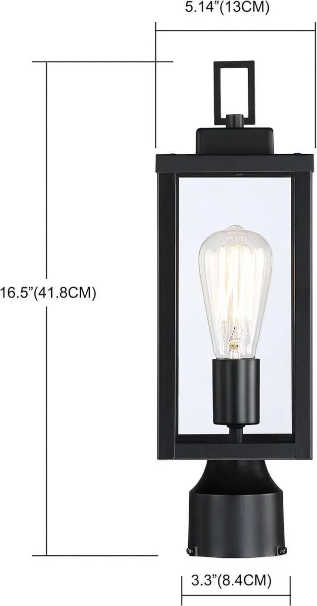 Alt view image 2 of 6 - WISBEAM Outdoor Post Light, Pole Lantern, E26 Base 60W Max, Metal Housing Plus Glass, ETL Qualified, Bulbs not Included