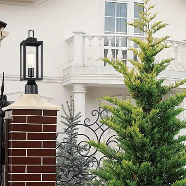 Alt view image 5 of 6 - WISBEAM Outdoor Post Light, Pole Lantern, E26 Base 60W Max, Metal Housing Plus Glass, ETL Qualified, Bulbs not Included