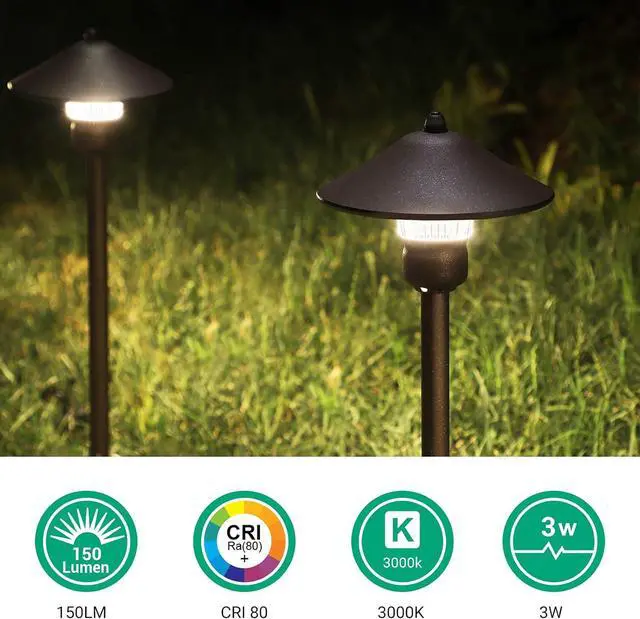 Alt view image 2 of 7 - EDISHINE Low Voltage Pathway Lights, 3W 150 LM 3000K 16.5 Tall LED Landscape Lights, 12V AC/DC 50,000Hrs Waterproof Aluminum Housing Outdoor Landscape Lighting for Path, Yard, Garden
