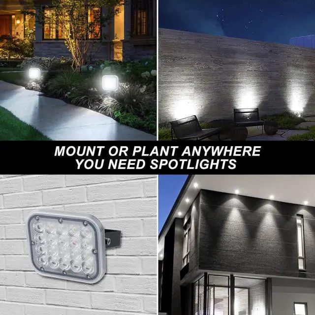 Alt view image 2 of 7 - Solar Spot Lights Outdoor, 20 LED IP65 Waterproof Landscape Lighting, Dusk-to-Dawn 6000K Cold White Solar Outdoor Lights for Yard Garden Driveway Porch Walkway, 4-in-1