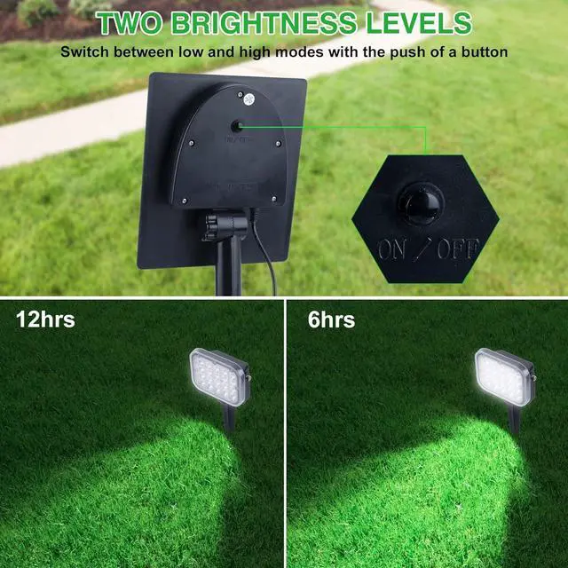 Alt view image 4 of 7 - Solar Spot Lights Outdoor, 20 LED IP65 Waterproof Landscape Lighting, Dusk-to-Dawn 6000K Cold White Solar Outdoor Lights for Yard Garden Driveway Porch Walkway, 4-in-1