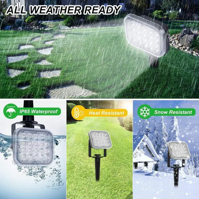 Alt view image 6 of 7 - Solar Spot Lights Outdoor, 20 LED IP65 Waterproof Landscape Lighting, Dusk-to-Dawn 6000K Cold White Solar Outdoor Lights for Yard Garden Driveway Porch Walkway, 4-in-1