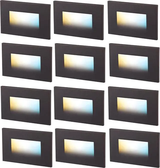 Main image of CLOUDY BAY 3 Color 120V Dimmable LED Indoor Outdoor Step Light,3000K/4000K/5000K 3W 55lm Stair Light,Oil Rubbed Bronze,12 Pack
