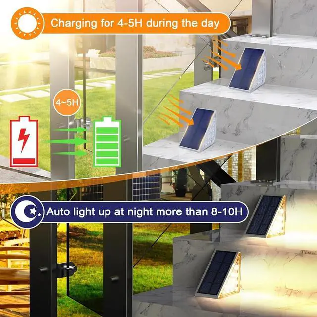 Alt view image 3 of 7 - 12 Pack Solar Stair Lights, Stair Solar Lights Outdoor Waterproof IP67 with LED for Patio, Deck, and Front Porch