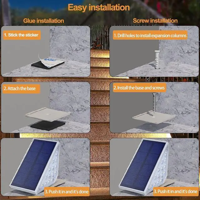 Alt view image 5 of 7 - 12 Pack Solar Stair Lights, Stair Solar Lights Outdoor Waterproof IP67 with LED for Patio, Deck, and Front Porch