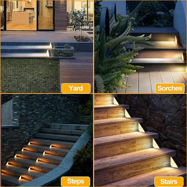 Alt view image 6 of 7 - 12 Pack Solar Stair Lights, Stair Solar Lights Outdoor Waterproof IP67 with LED for Patio, Deck, and Front Porch