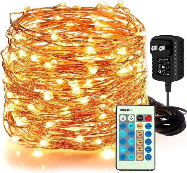 Main image of Moobibear LED Decorative Fairy String Lights 66ft 200 LEDs Dimmable Outdoor/Indoor Starry String Lights, Warm White Copper Lights with Remote Control for Garden Room Patio Party Valentines Day Decor