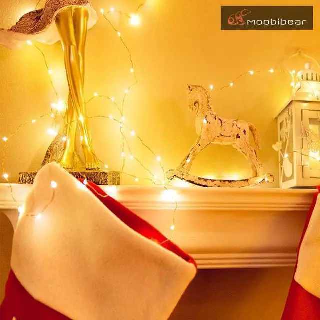 Alt view image 3 of 6 - Moobibear LED Decorative Fairy String Lights 66ft 200 LEDs Dimmable Outdoor/Indoor Starry String Lights, Warm White Copper Lights with Remote Control for Garden Room Patio Party Valentines Day Decor